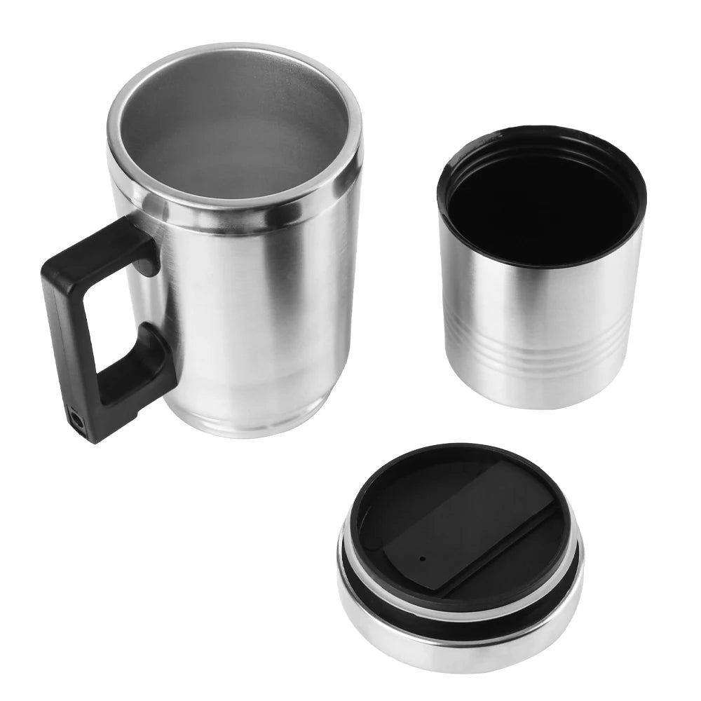 12V/24V Travel Electric Heating Kettle, 300ml Stainless Steel