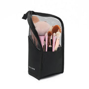 Foldable Waterproof Makeup Brush Holder Bag – Black/Pink