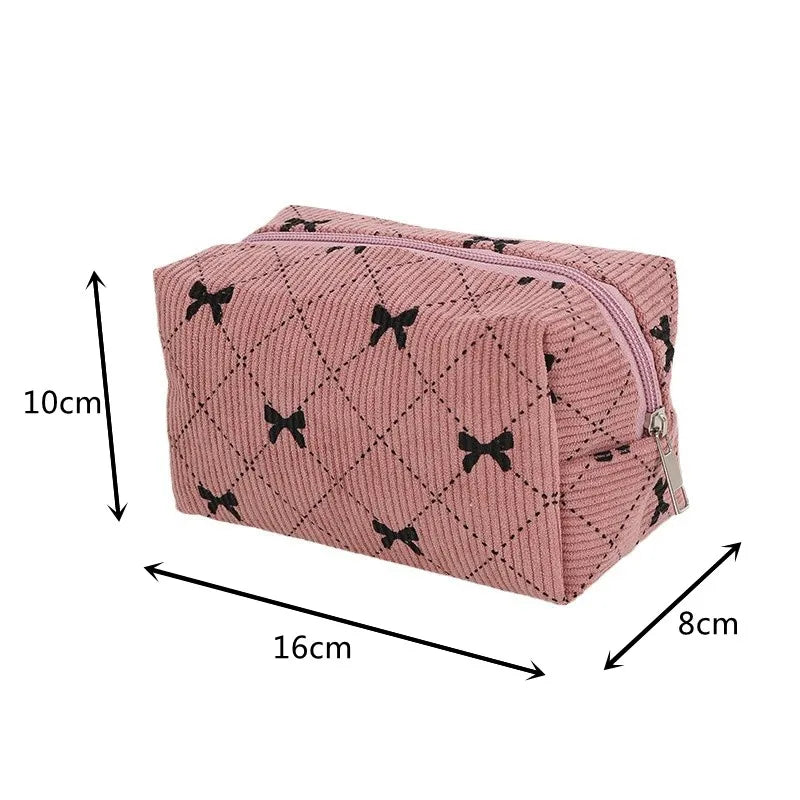 Kawaii Corduroy Makeup Bag Travel Toiletry Pouch Case