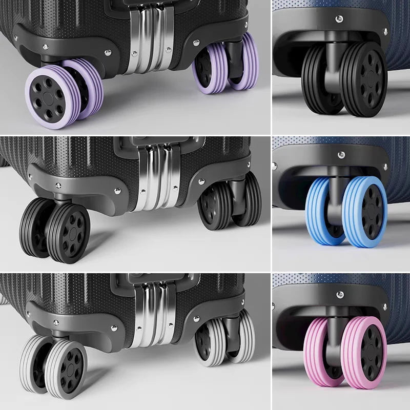 8Pcs Silicone Luggage Wheel Covers Suitcase Protector Set