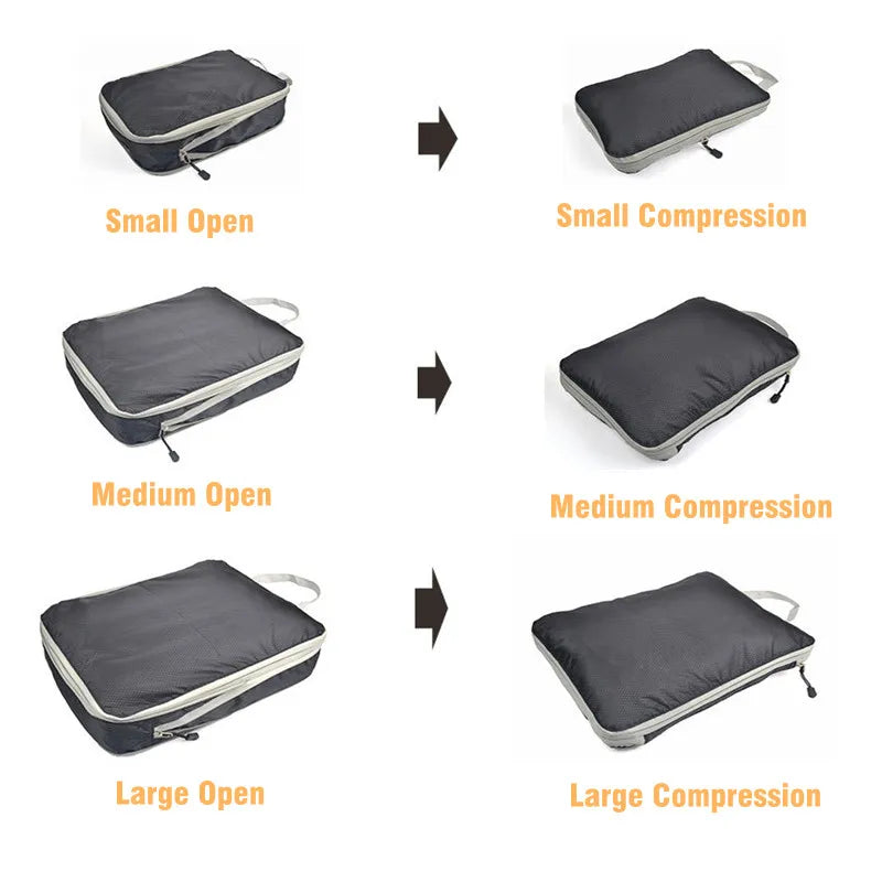 3pc Travel Packing Cubes Set Waterproof Nylon Organizer