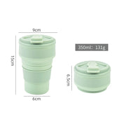 350/500ML Silicone Collapsible Cup with Cover, Travel Mug