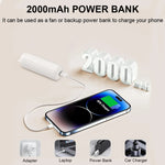 Load image into Gallery viewer, Mini USB Fan 2000mAh 3-Speed Foldable Pocket Power Bank
