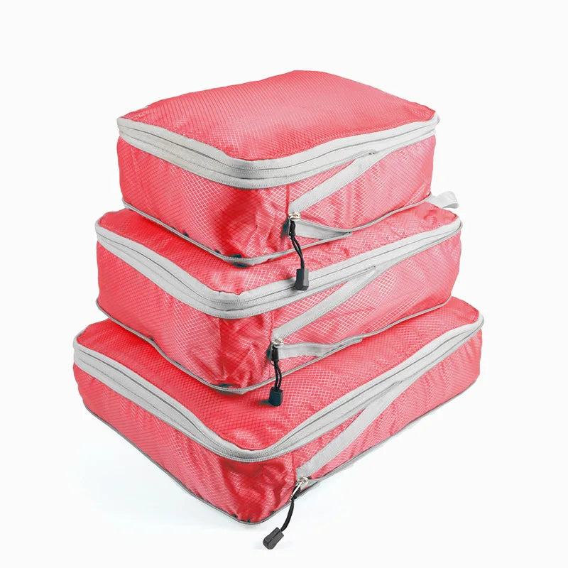 3pc Travel Packing Cubes Set Waterproof Nylon Organizer