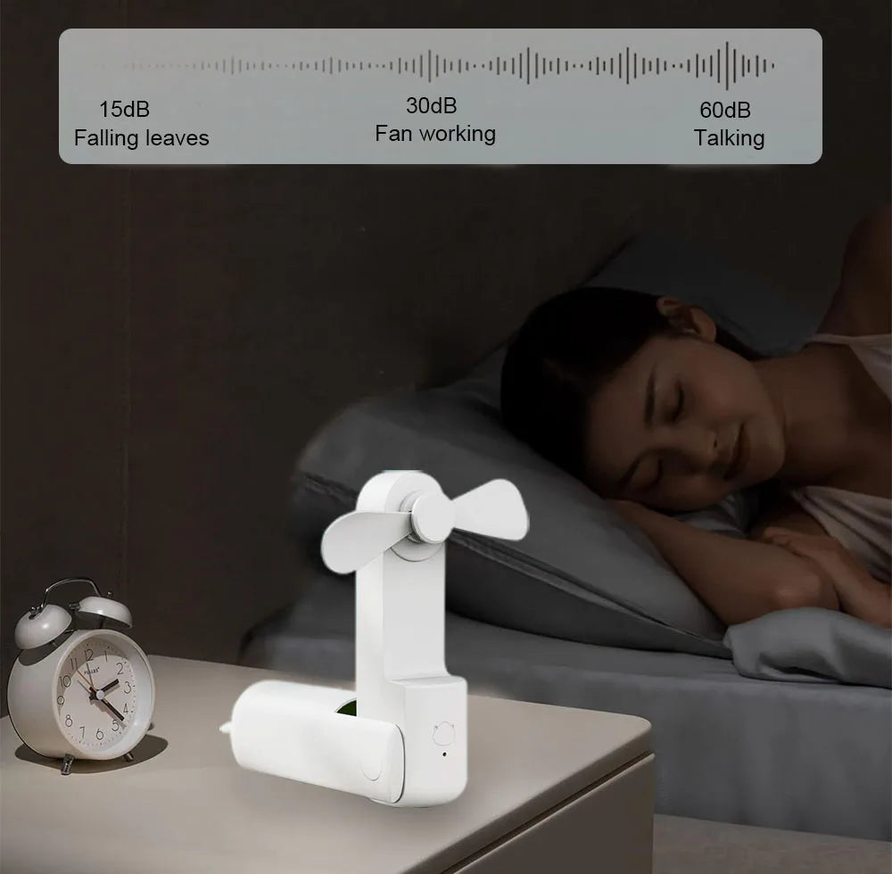 Mini USB Fan 2000mAh 3-Speed Foldable Pocket Power Bank