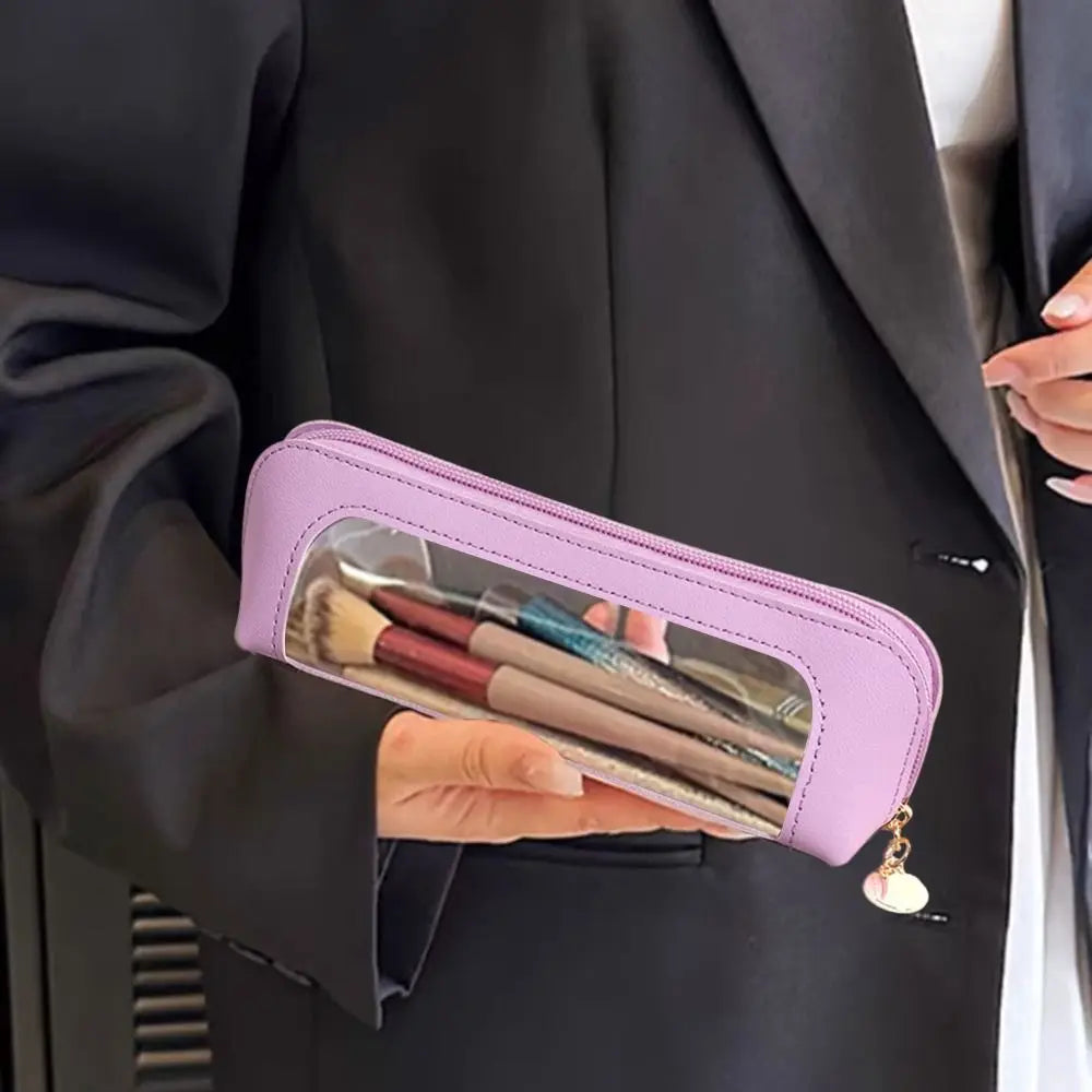 Portable PU Cosmetic Bag – Travel Toiletry & Brush Case