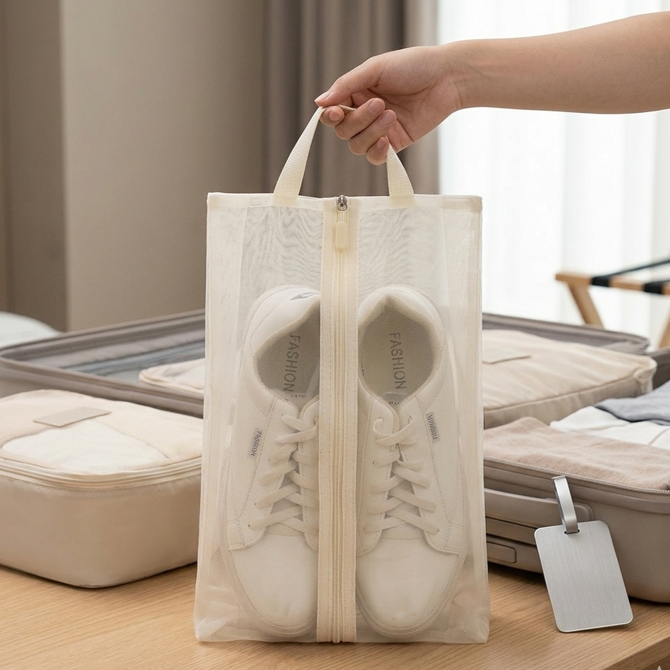 Travel Shoe Storage Bag for Organized Packing – Breathable Mesh Design