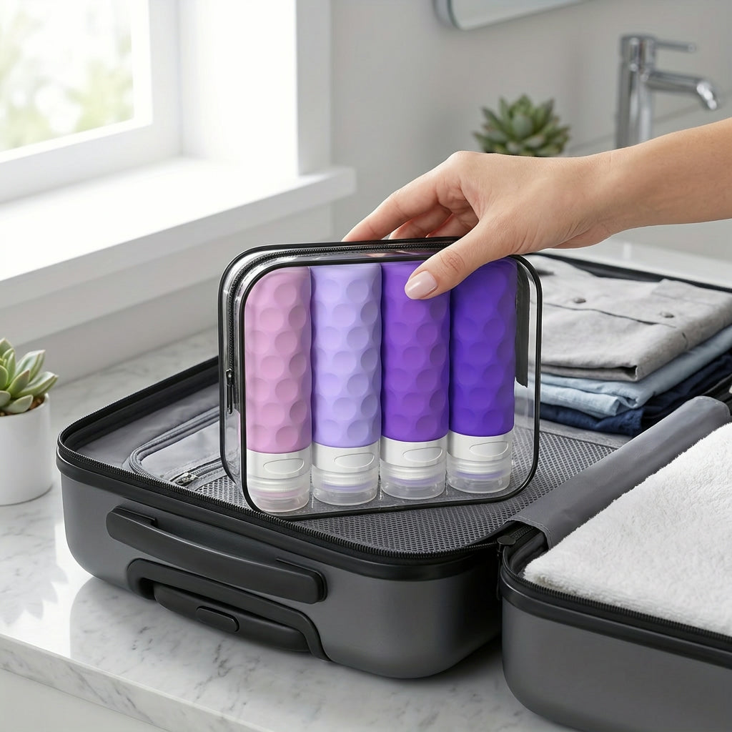 Travel Toiletry Bottles Set for Easy Packing – Refillable TSA-Approved