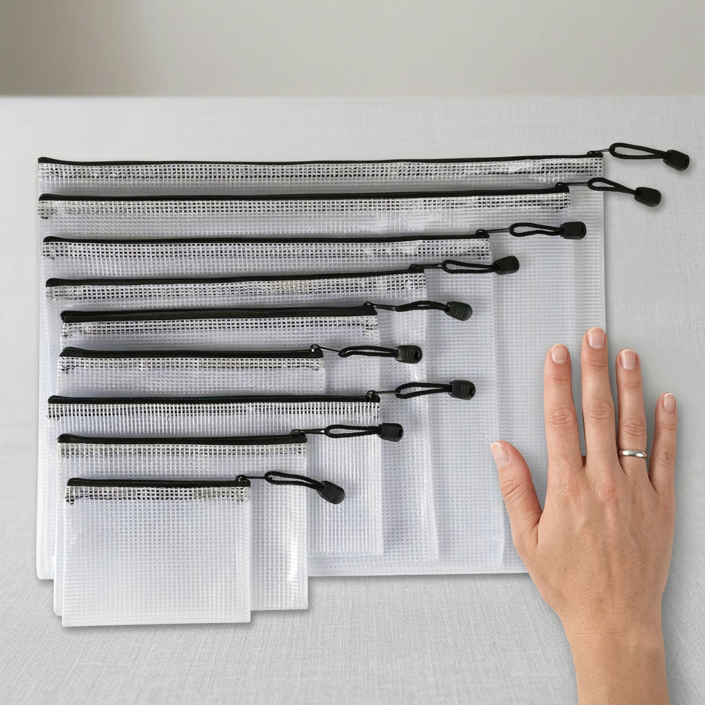 Waterproof Document Organizer Bag – Lightweight Mesh Zip Folder