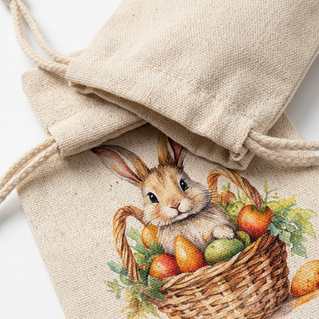 Easter Candy Gift Bags – Reusable Bunny Linen Treat Pouches