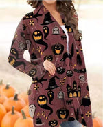 Load image into Gallery viewer, Halloween Theme Printed Coat – Knitted Polyester Small Cardigan (S–5XL)

