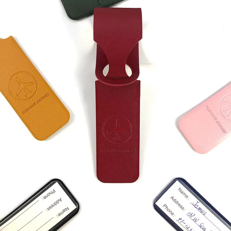 PU Leather Luggage Tag ID Holder Travel Label Accessory