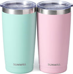 Load image into Gallery viewer, Insulated Coffee Mug Set of 2, 20 Oz Tumbler with Lid, Stainless Steel - BonVoyage
