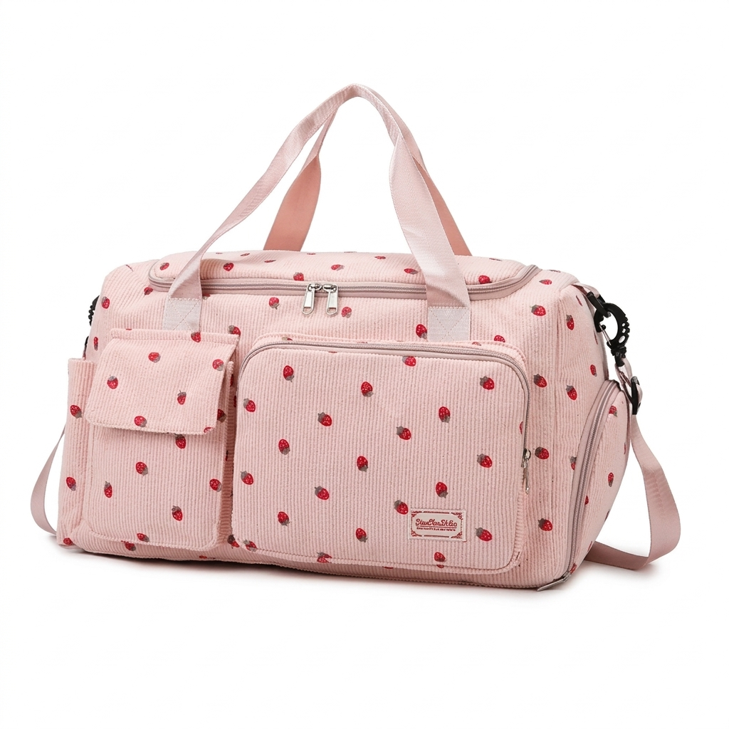 Corduroy Travel Tote Bag – Spacious Carry-On with Shoe Compartment