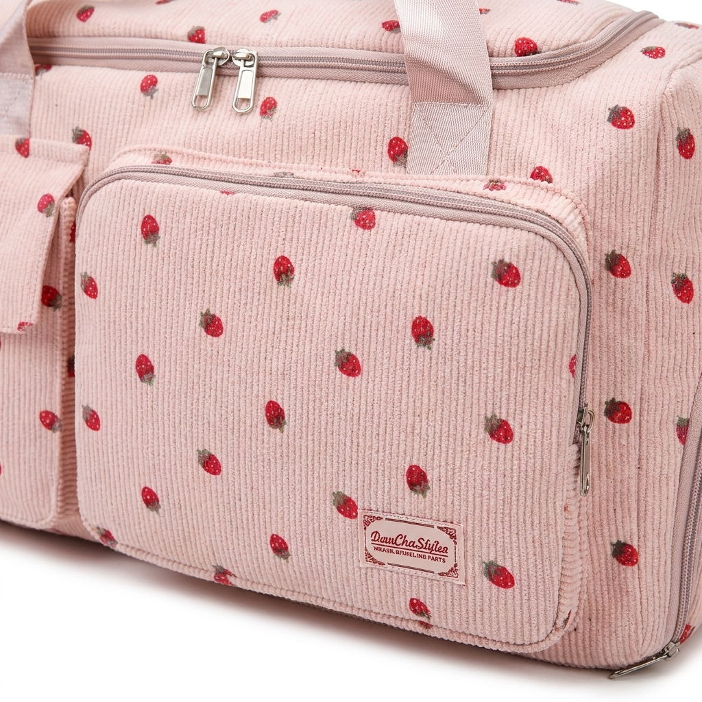 Corduroy Travel Tote Bag – Spacious Carry-On with Shoe Compartment