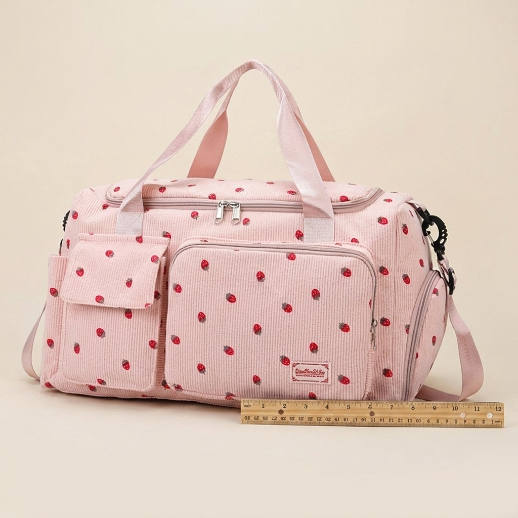 Corduroy Travel Tote Bag – Spacious Carry-On with Shoe Compartment