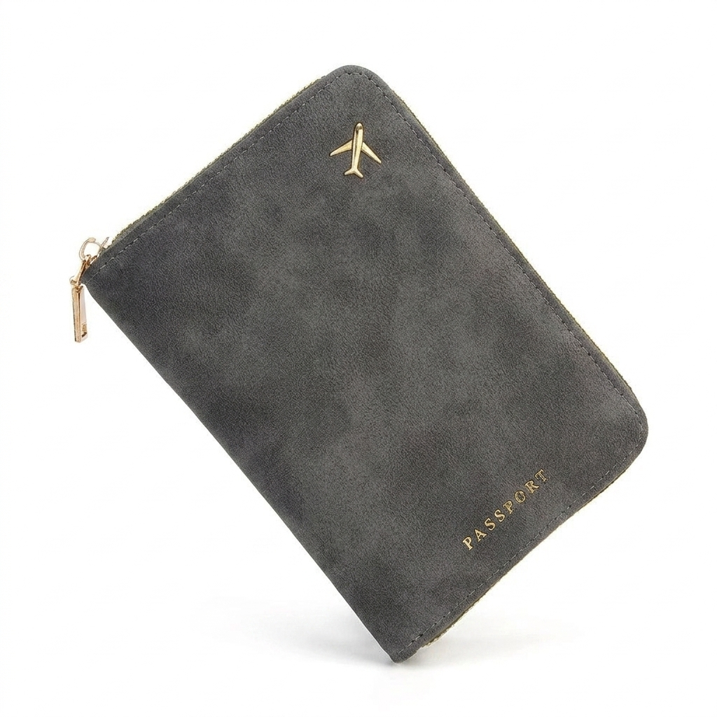 RFID Blocking Passport Wallet – Secure Travel Organizer with Zipper