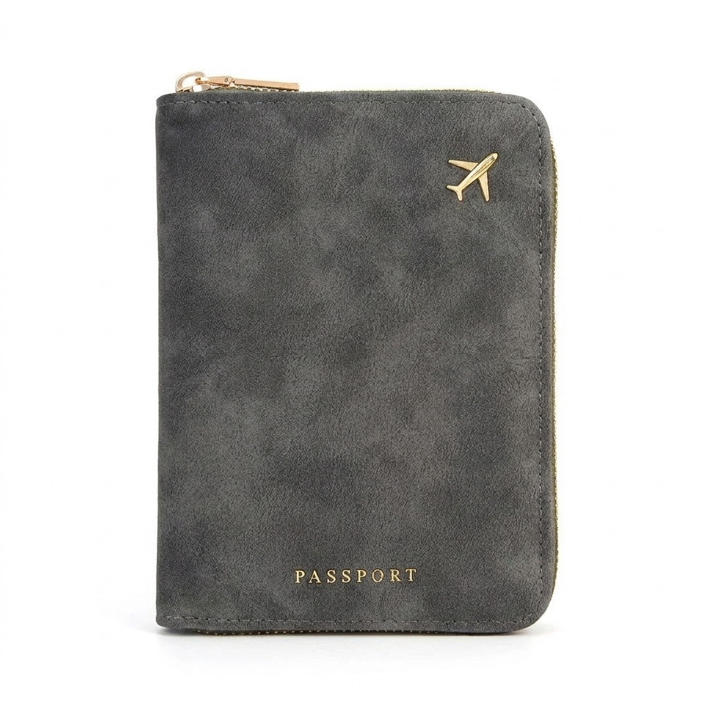 RFID Blocking Passport Wallet – Secure Travel Organizer with Zipper