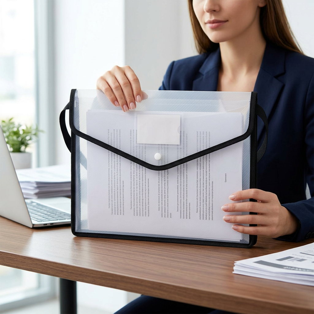 Large Waterproof A4 Folder – Secure Document Storage & Press Button Closure