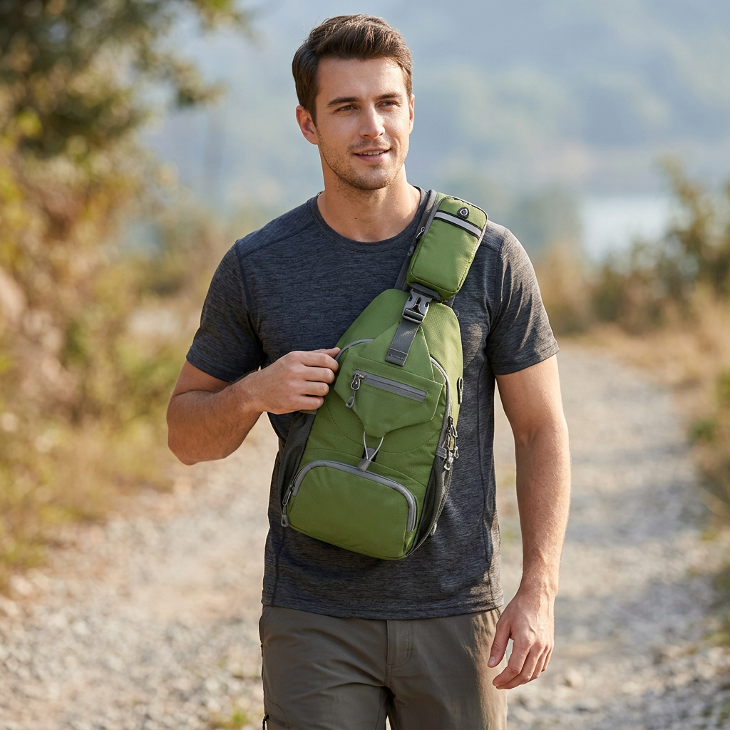 Anti-Theft Sling Backpack – Secure Waterproof Nylon Travel Bag