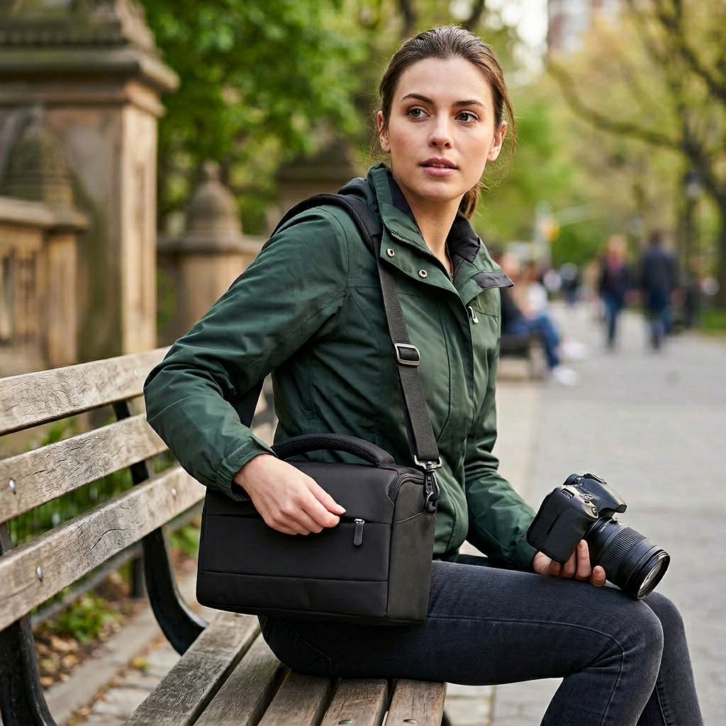 DSLR Camera Shoulder Bag – Portable Waterproof Nylon Case