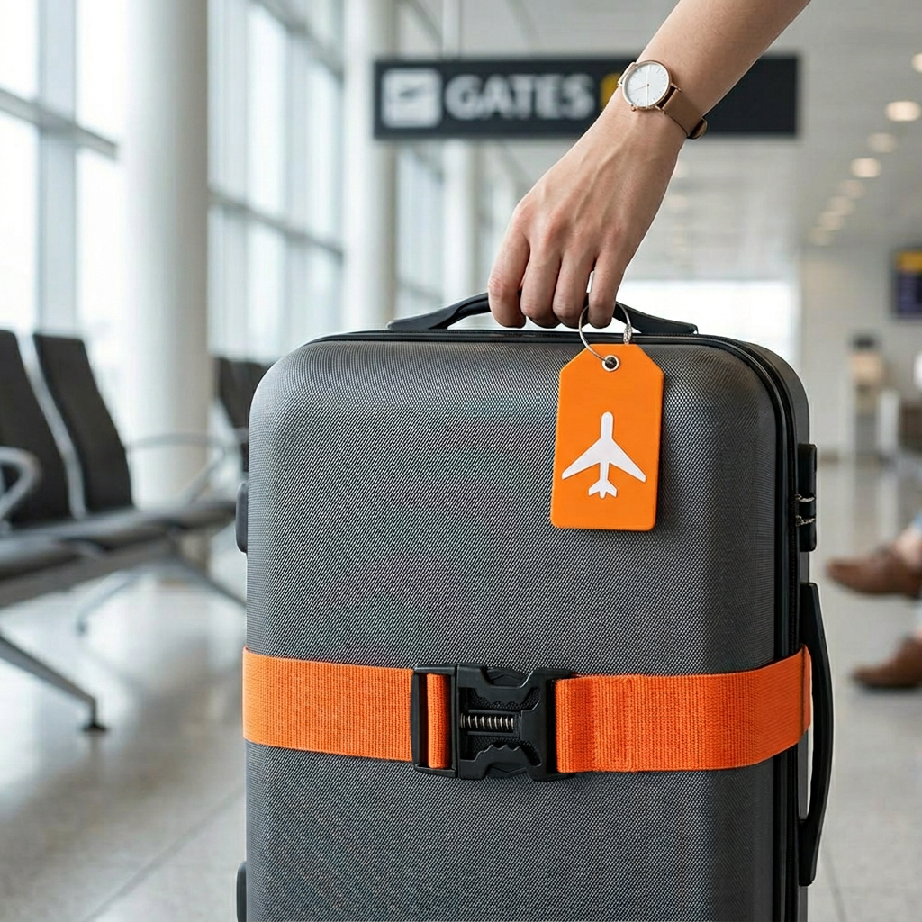 Travel Luggage Strap Set – Durable Nylon with Matching ID Tag