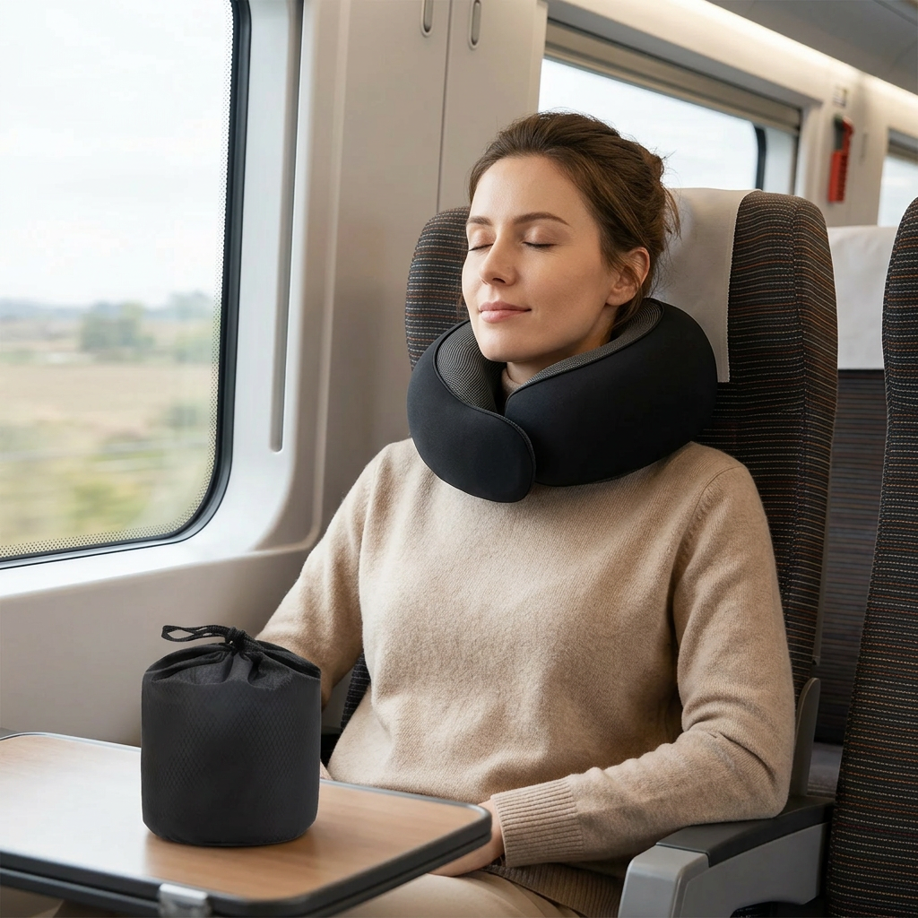 U-Shaped Memory Foam Travel Pillow – Soft Neck Support & Adjustable