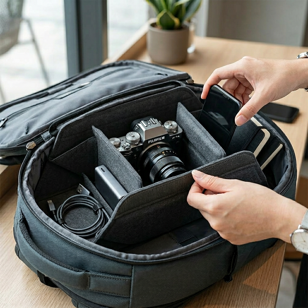 Foldable Camera Lens Bag – Padded Protection & Adjustable Dividers
