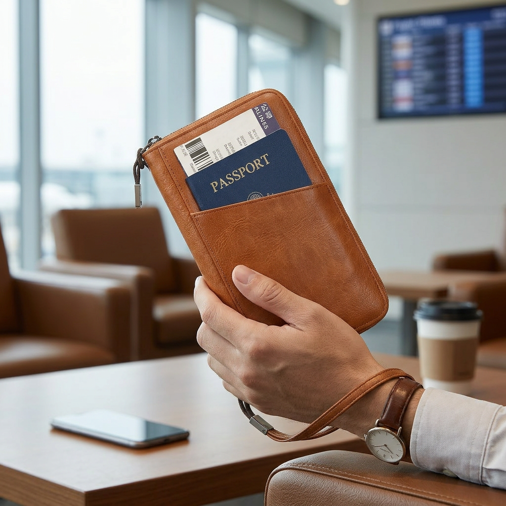 RFID Travel Wallet – Secure Passport Holder in PU Leather