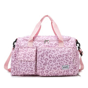 Leopard Print Travel Duffle Bag with Shoe Compartment