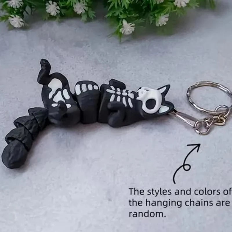 Skeleton Cat 3D Keychain – Personalized Toy Charm for Bags & Cars