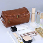Load image into Gallery viewer, Leather Travel Toiletry Bag for Men &amp; Women | Dopp Kit
