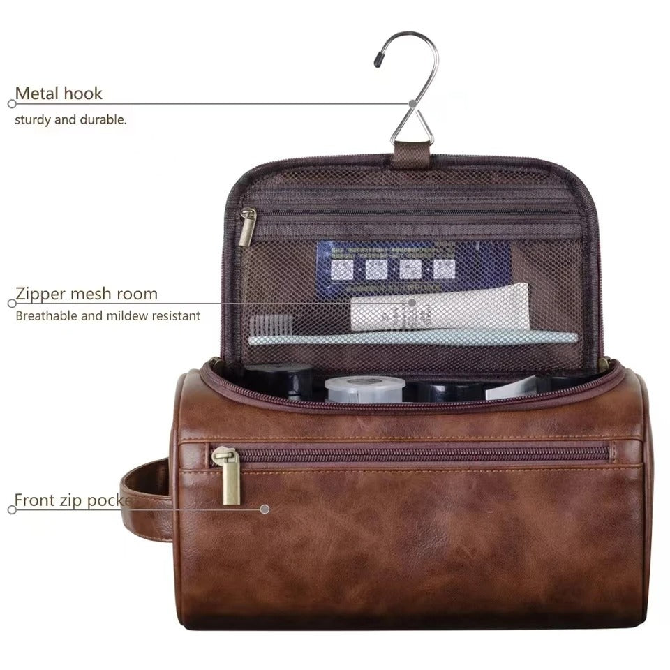 Leather Travel Toiletry Bag for Men & Women | Dopp Kit