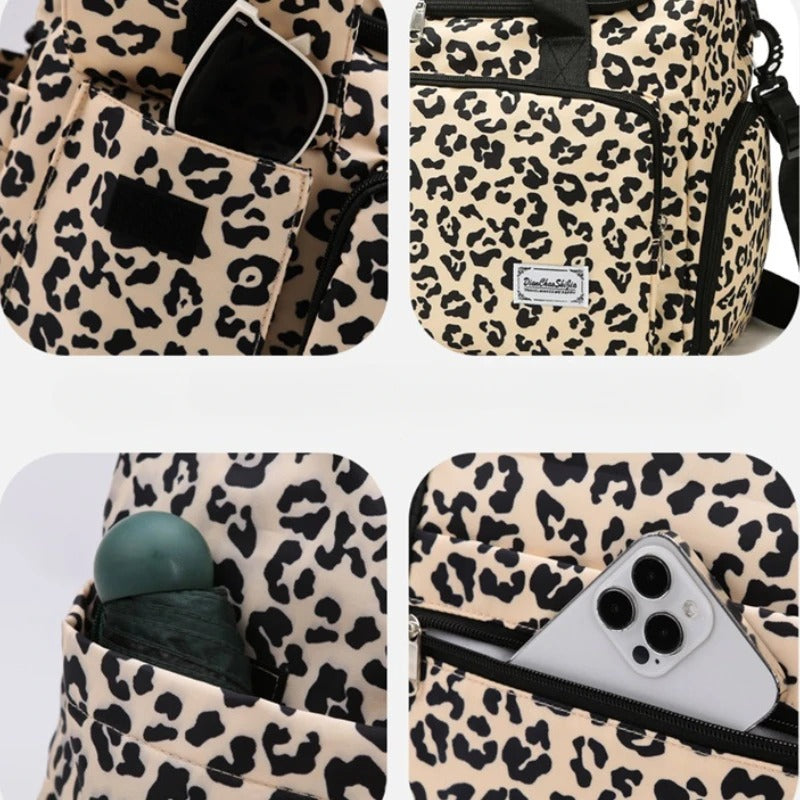 Leopard Print Travel Duffle Bag with Shoe Compartment