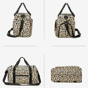 Leopard Print Travel Duffle Bag with Shoe Compartment