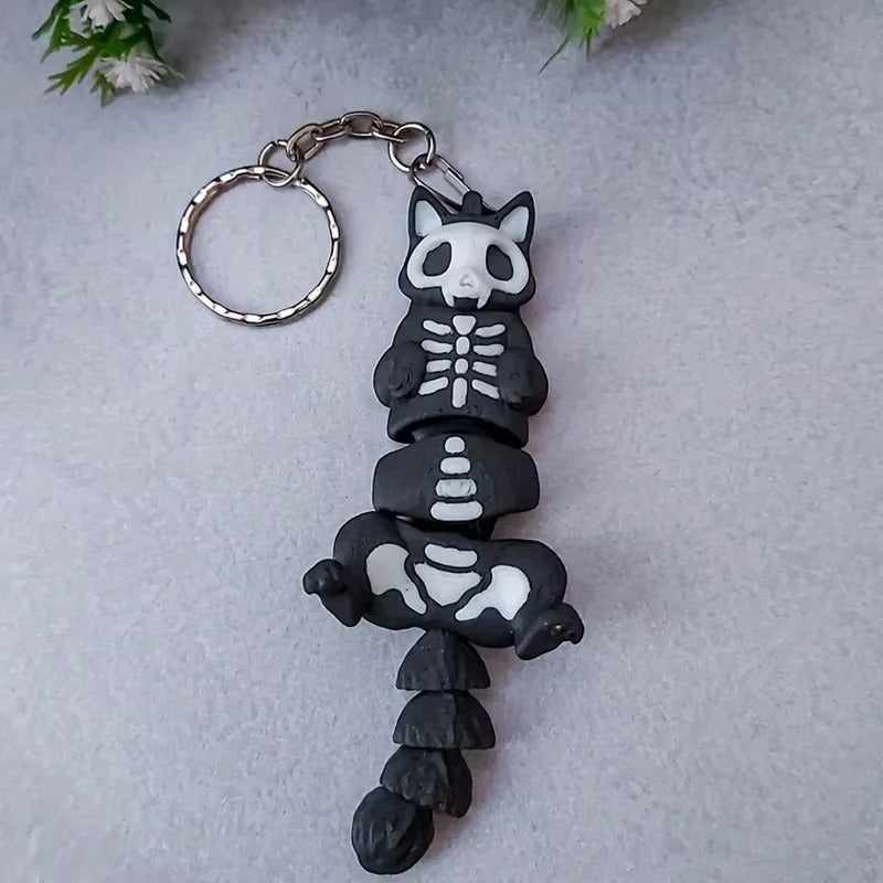 Skeleton Cat 3D Keychain – Personalized Toy Charm for Bags & Cars