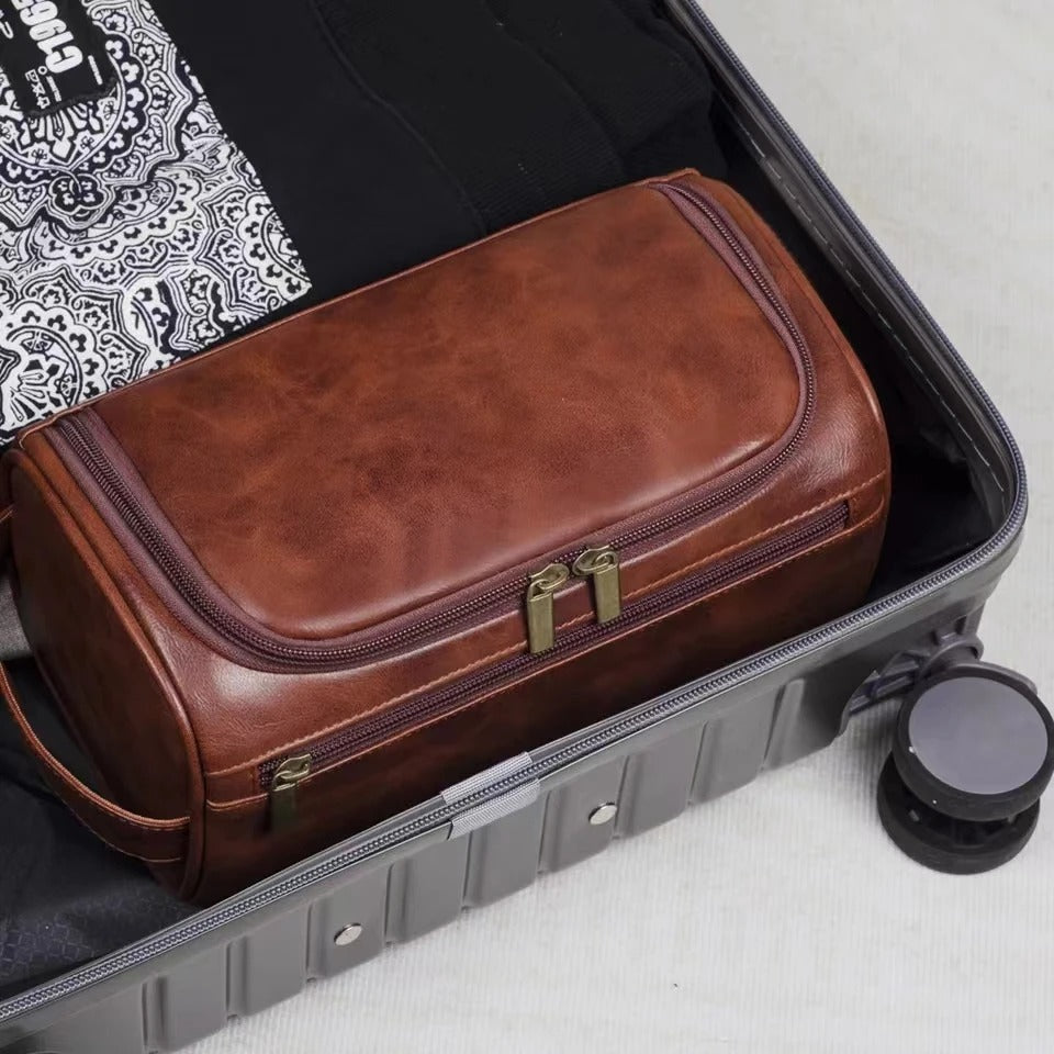 Leather Travel Toiletry Bag for Men & Women | Dopp Kit