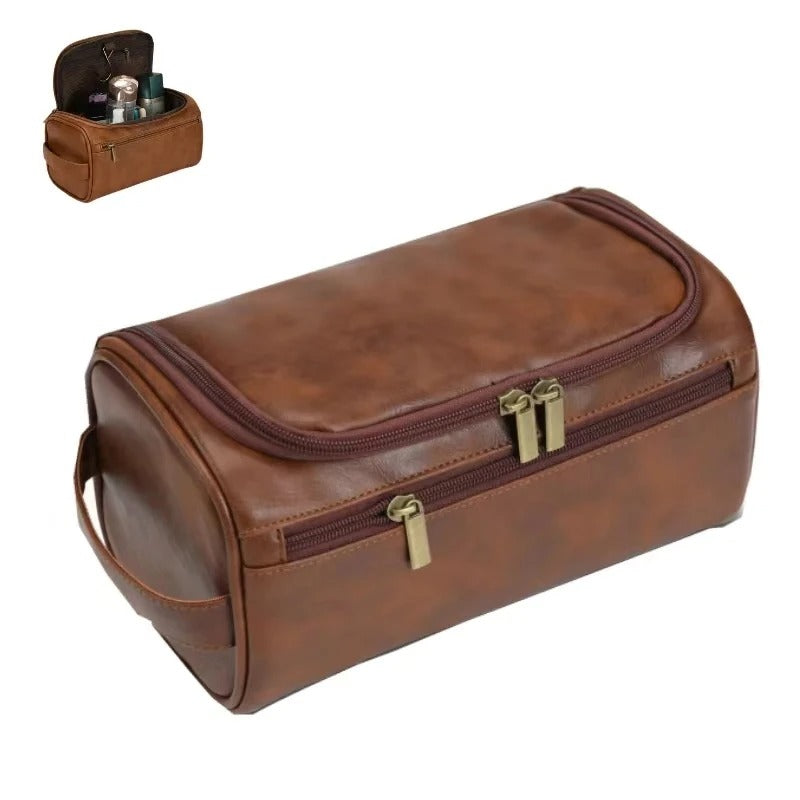 Leather Travel Toiletry Bag for Men & Women | Dopp Kit