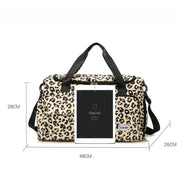Leopard Print Travel Duffle Bag with Shoe Compartment
