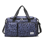 Leopard Print Travel Duffle Bag with Shoe Compartment