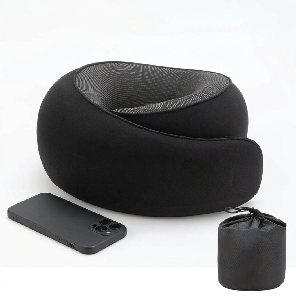 U-Shaped Memory Foam Travel Pillow – Soft Neck Support & Adjustable