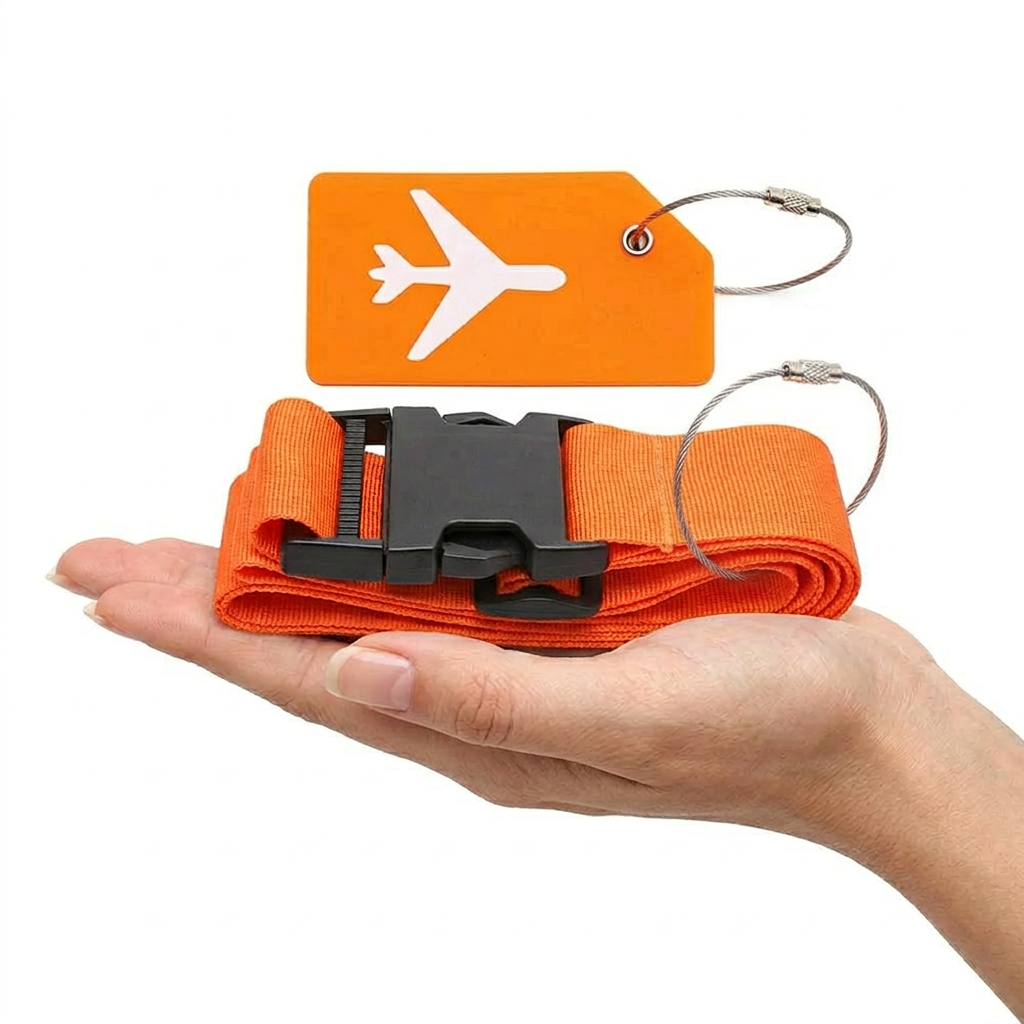 Travel Luggage Strap Set – Durable Nylon with Matching ID Tag