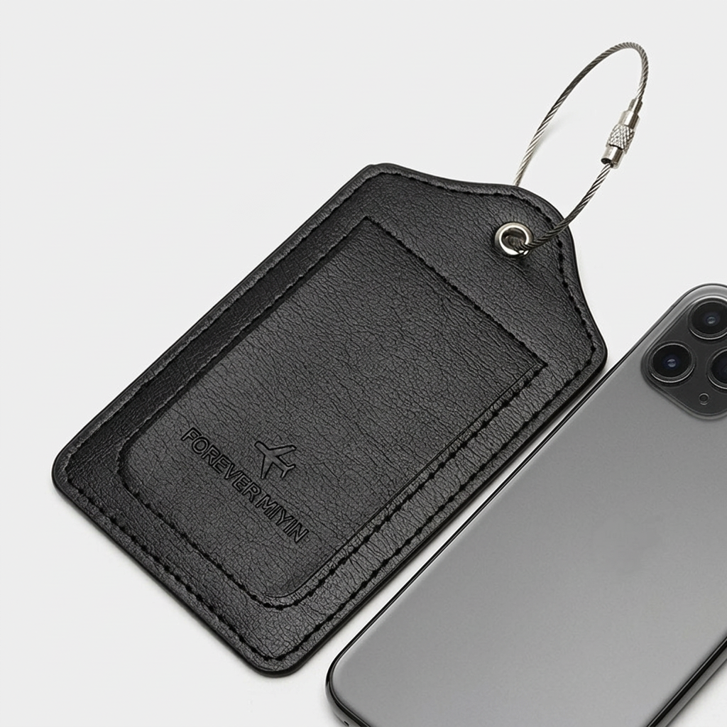 PU Leather Luggage Tag – Anti-Loss Privacy Cover & Durable Loop