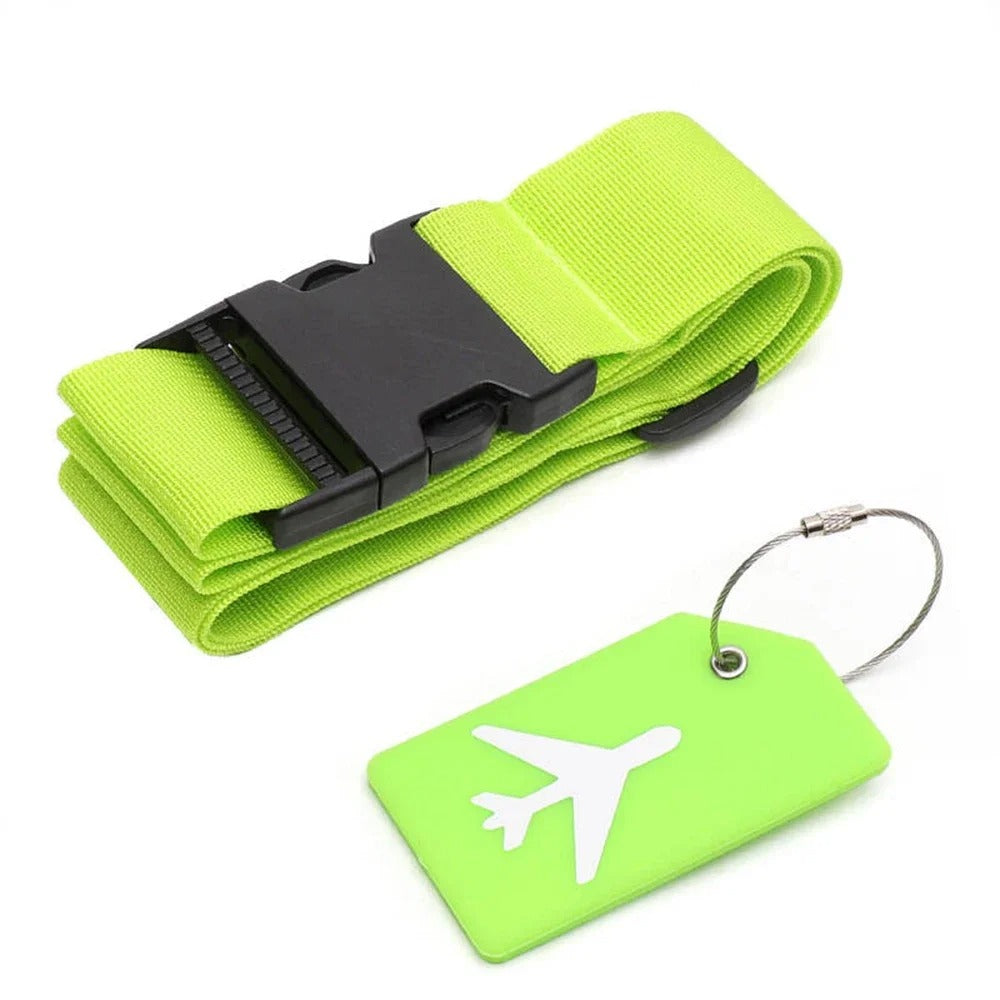 Travel Luggage Strap Set – Durable Nylon with Matching ID Tag