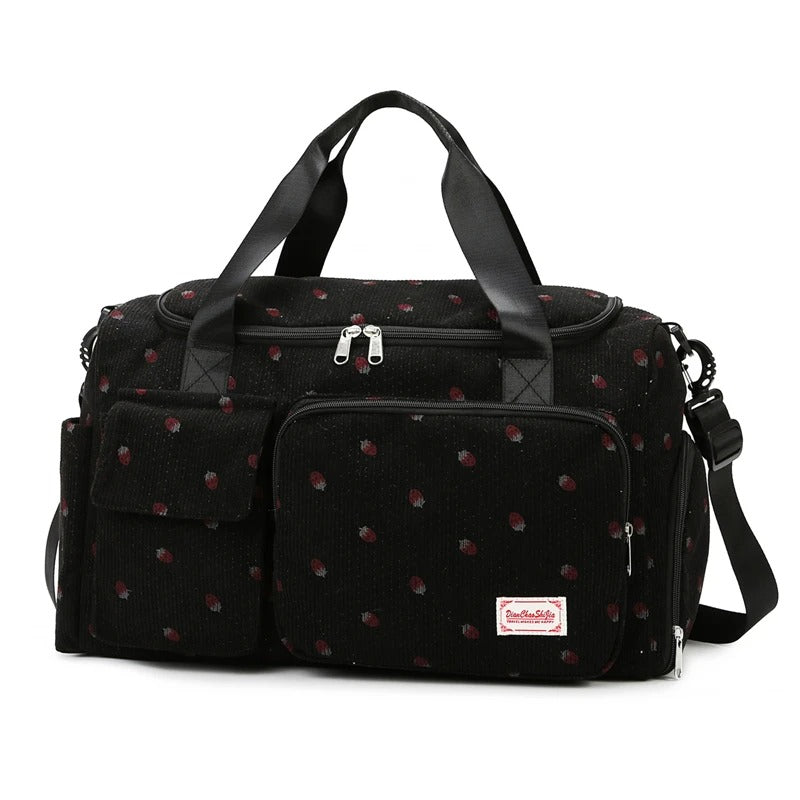 Corduroy Travel Tote Bag – Spacious Carry-On with Shoe Compartment