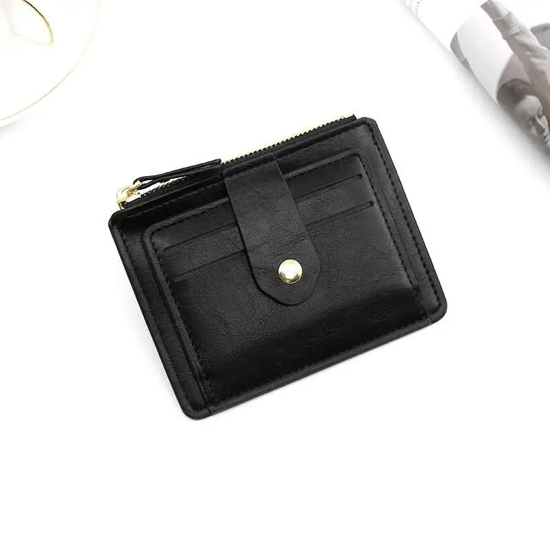 Slim Card Holder Wallet with Coin Pocket & PU Leather Design