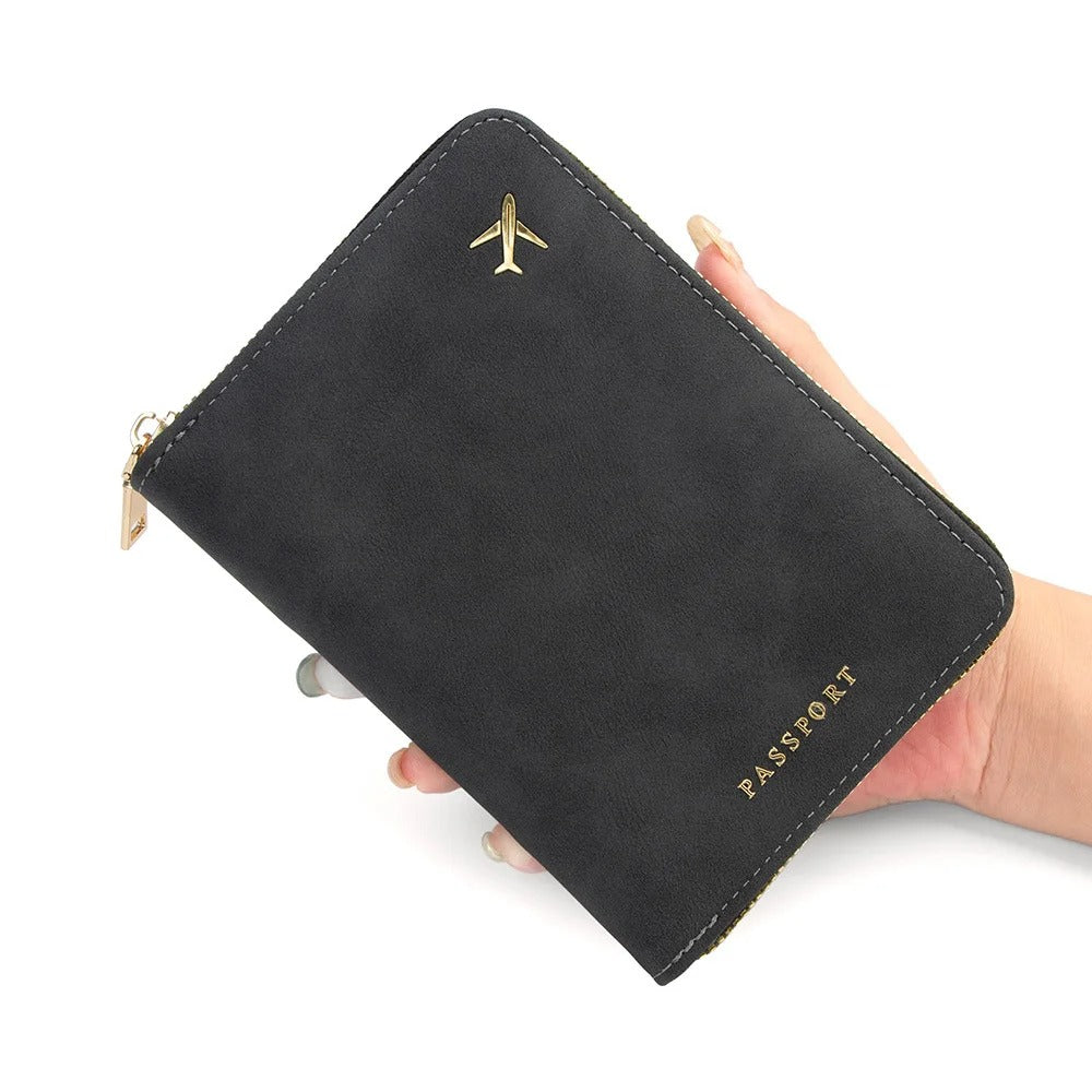 RFID Blocking Passport Wallet – Secure Travel Organizer with Zipper