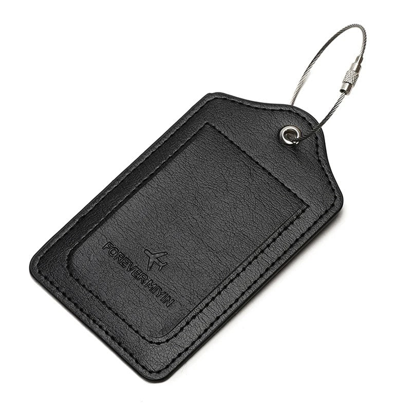 PU Leather Luggage Tag – Anti-Loss Privacy Cover & Durable Loop
