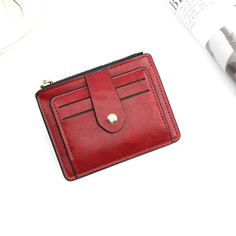 Slim Card Holder Wallet with Coin Pocket & PU Leather Design