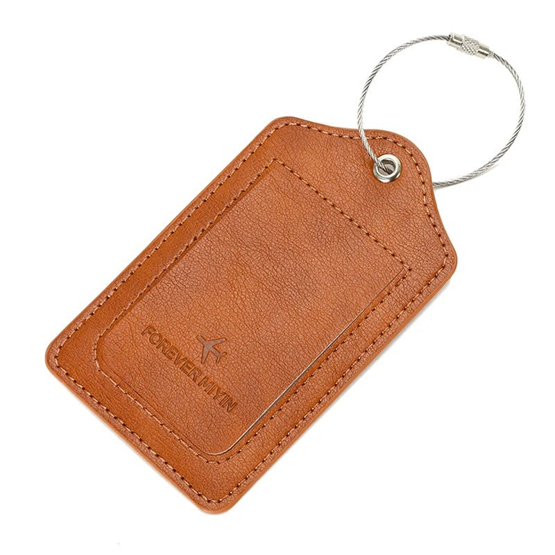 PU Leather Luggage Tag – Anti-Loss Privacy Cover & Durable Loop